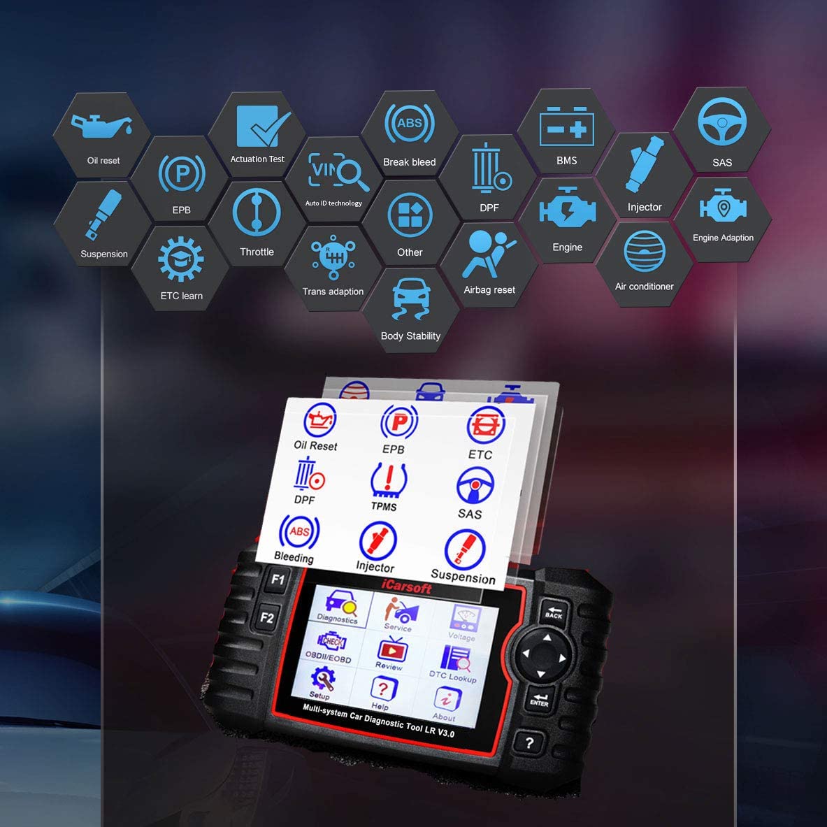 Car Diagnostic Scanner iCarsoft LR V3.0 for LandRover/ Jaguar Oil, BMS, DPF etc