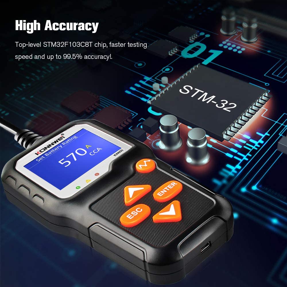 Battery Tester 12V 6V Konnwei KW650 Car Motorcycle Boat Battery System Analyzer