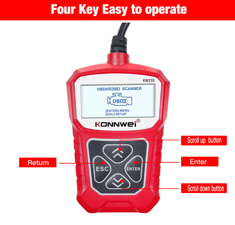 OBD2 Scanner KONNWEI KW310 Car Code Reader Full OBDII Functions 10 Modes Engine