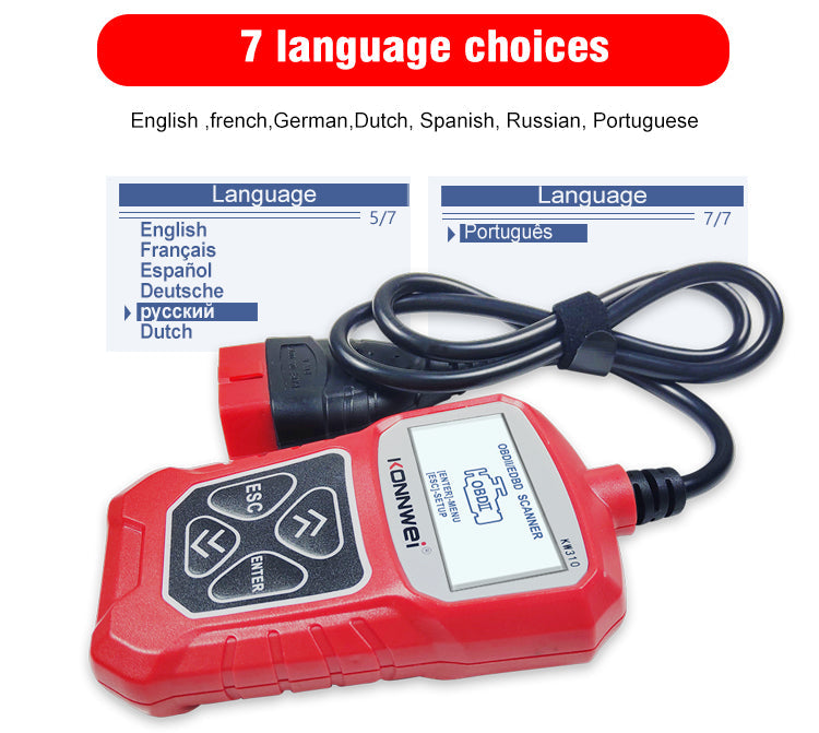 OBD2 Scanner KONNWEI KW310 Car Code Reader Full OBDII Functions 10 Modes Engine