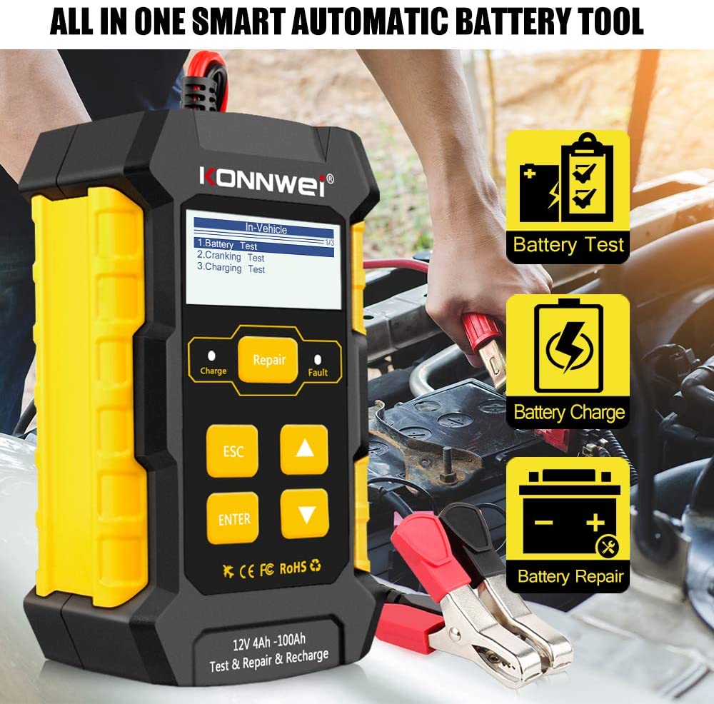 Car Battery Charger 12V 3in1 Charger Tester Konnwei KW510 Battery Desulfator