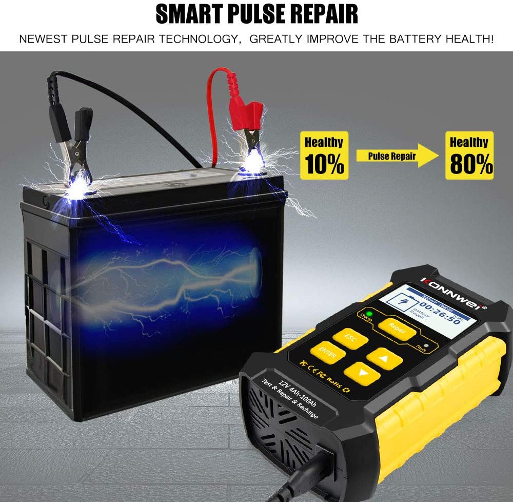 Car Battery Charger 12V 3in1 Charger Tester Konnwei KW510 Battery Desulfator