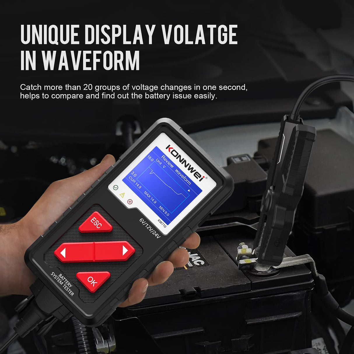 Car Battery Tester 6V 12V 24V Konnwei KW710 New Model For Cars Trucks Motorcycle