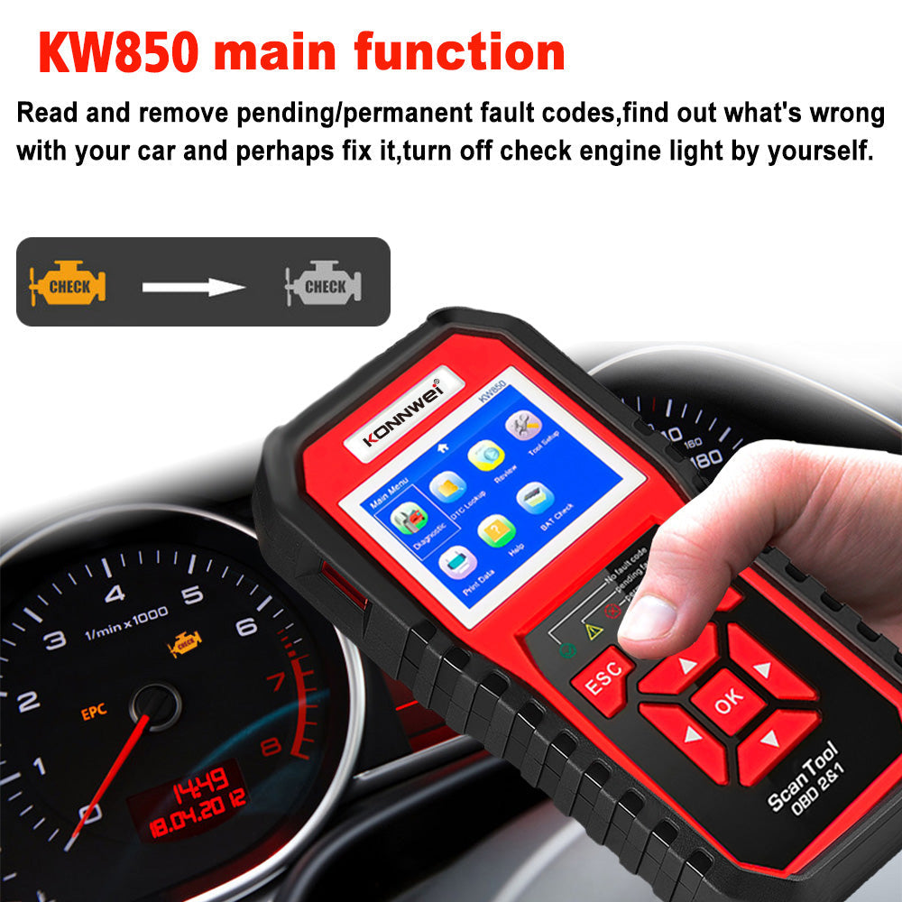 Car Scanner OBD2 Auto Code Reader Diagnostic Check Engine KONNWEI KW850