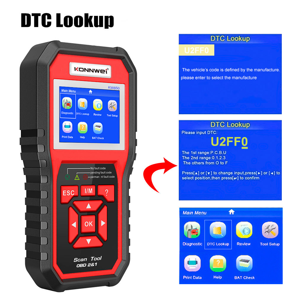 Car Scanner OBD2 Auto Code Reader Diagnostic Check Engine KONNWEI KW850