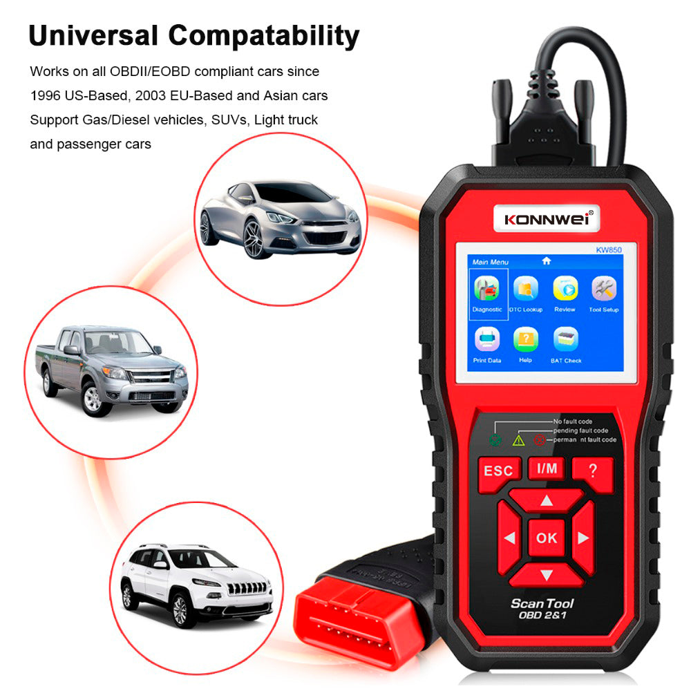 Car Scanner OBD2 Auto Code Reader Diagnostic Check Engine KONNWEI KW850