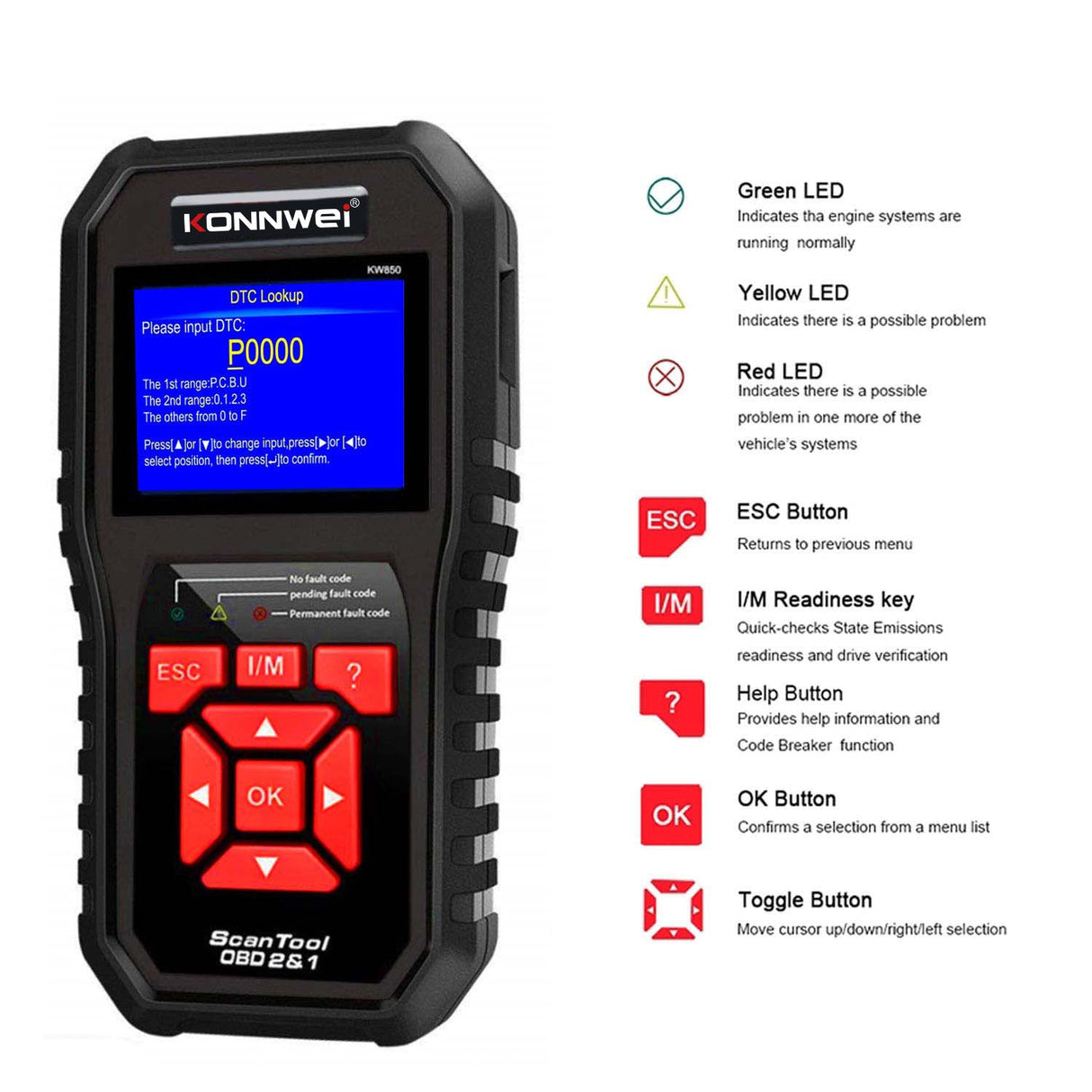 Car Scanner OBD2 Auto Code Reader Diagnostic Check Engine KONNWEI KW850