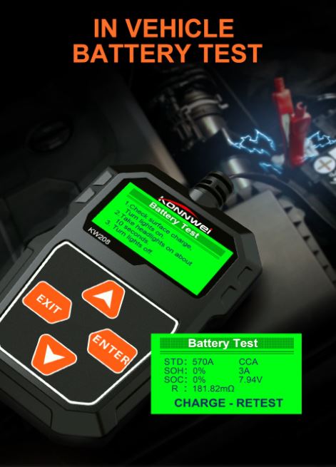 Car Battery Tester 12V Konnwei 100-2000CCA Auto Battery Tester Analyzer