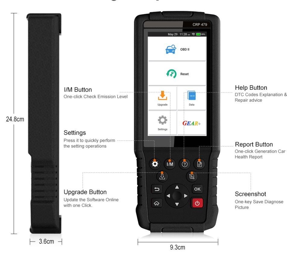 Car Scanner Engine ABS Oil etc. 15+ Special Functions LAUNCH X431 CRP479 OBD2