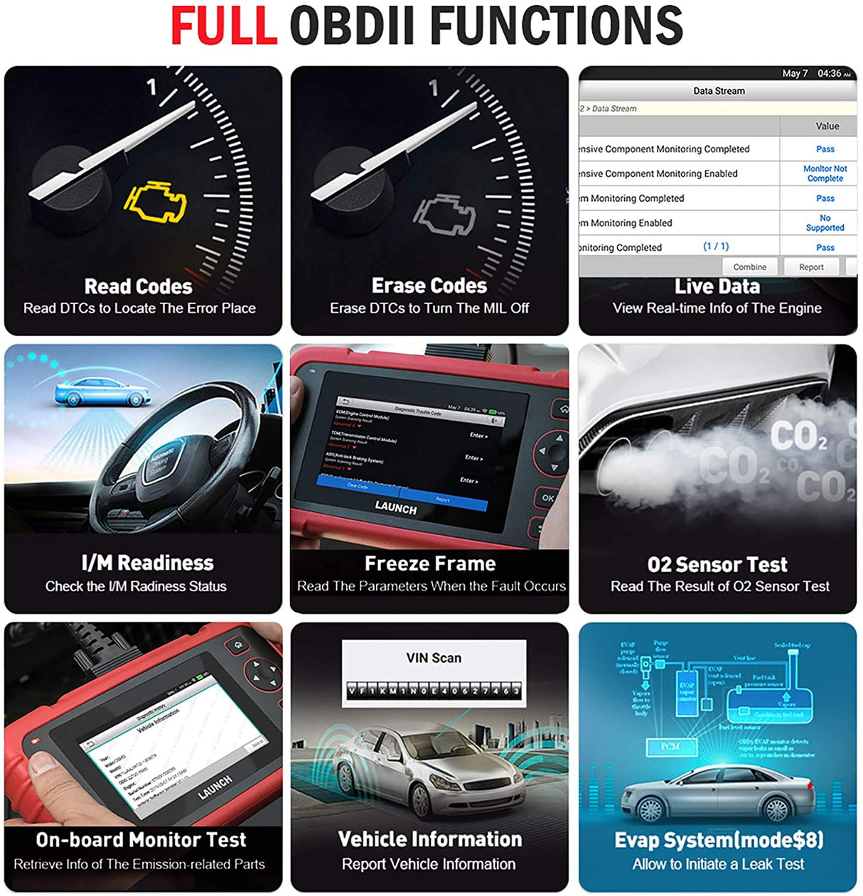 LAUNCH CRP123X V3.0 2026 Version OBD2 Car Scanner 7 Service Functions