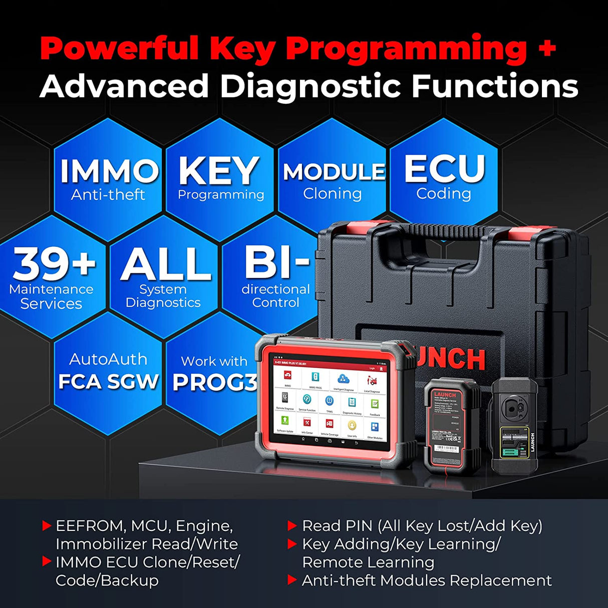 LAUNCH X431 IMMO Plus With X-PROG 3 Key Fob Programming Diagnostic Tool 39+ Service Functions