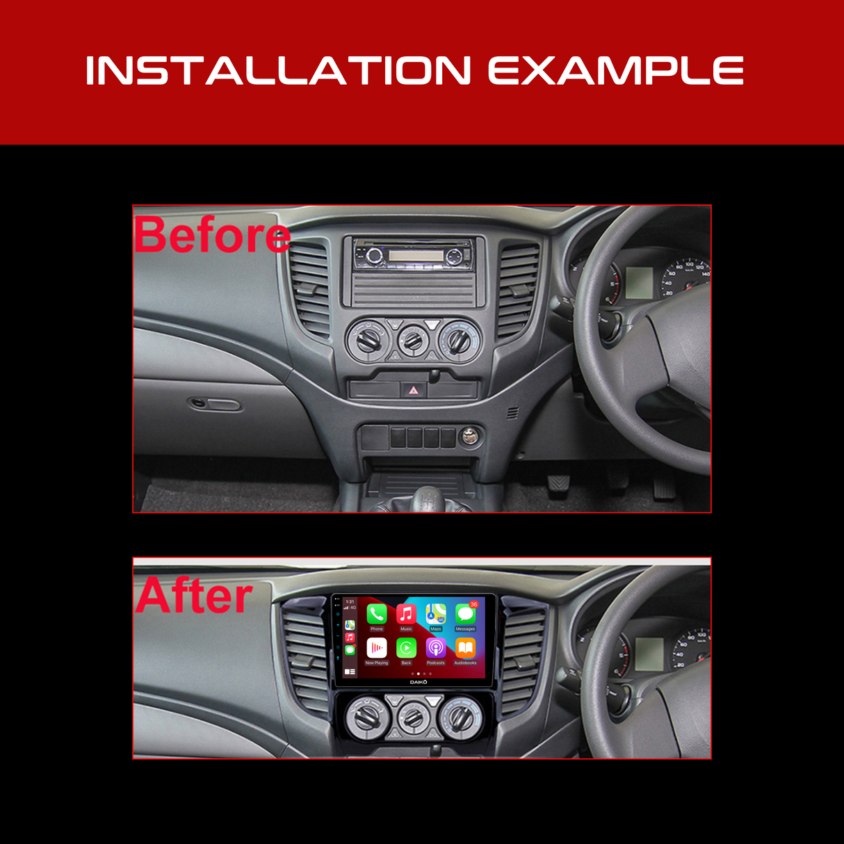 Daiko Car Stereo Carplay Android Auto For Mitsubishi Triton 2015-2020 Manual AC