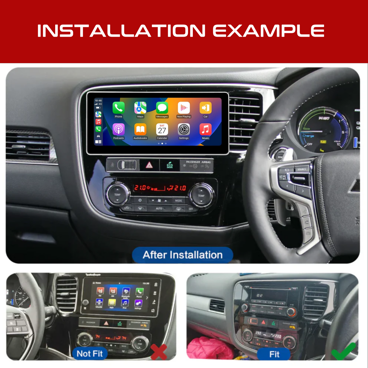 Daiko Hiro Car Stereo Wireless Carplay Android Auto For Mitsubishi Outlander 2013-2021