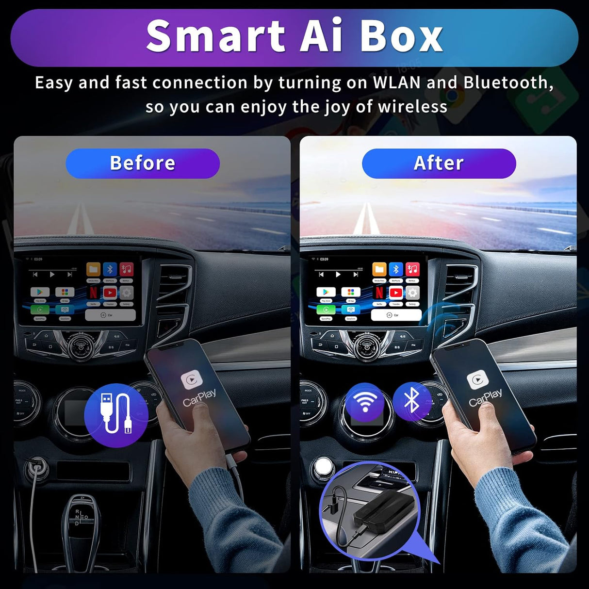 One Car Stereo CarPlay AI Box Elite Make Your Wired Carplay Wireless