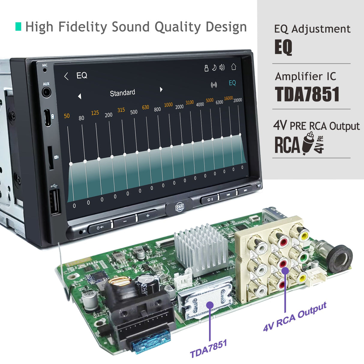 One Car Stereo 7" Wireless Carplay Android Auto Head Unit