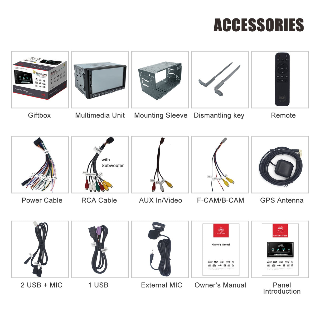 One Car Stereo 7" Wireless Carplay Android Auto Head Unit