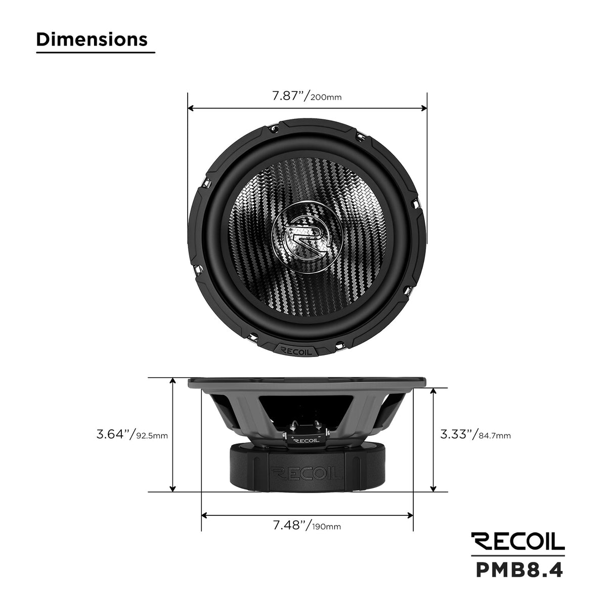 Recoil PMB8.4 Echo Pro 8-Inch High-Power Midbass Speaker 400W RMS