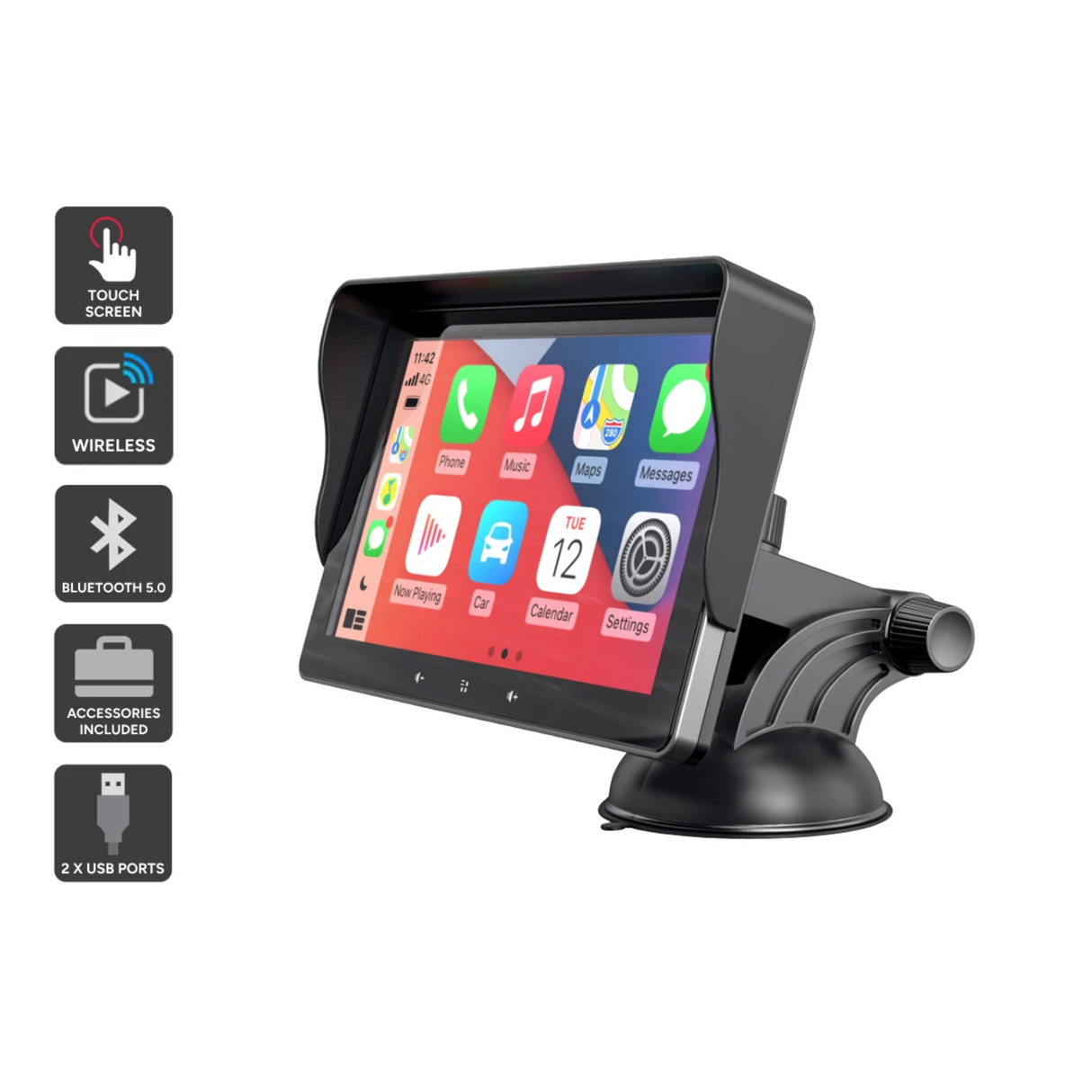 Portable Carplay Android Auto On-Dash Unit Full Touch Maps