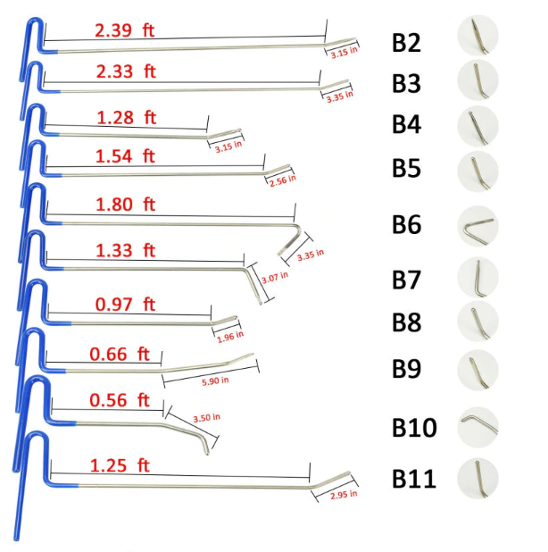 10pcs Paintless Dent Repair Tools Rods Hooks