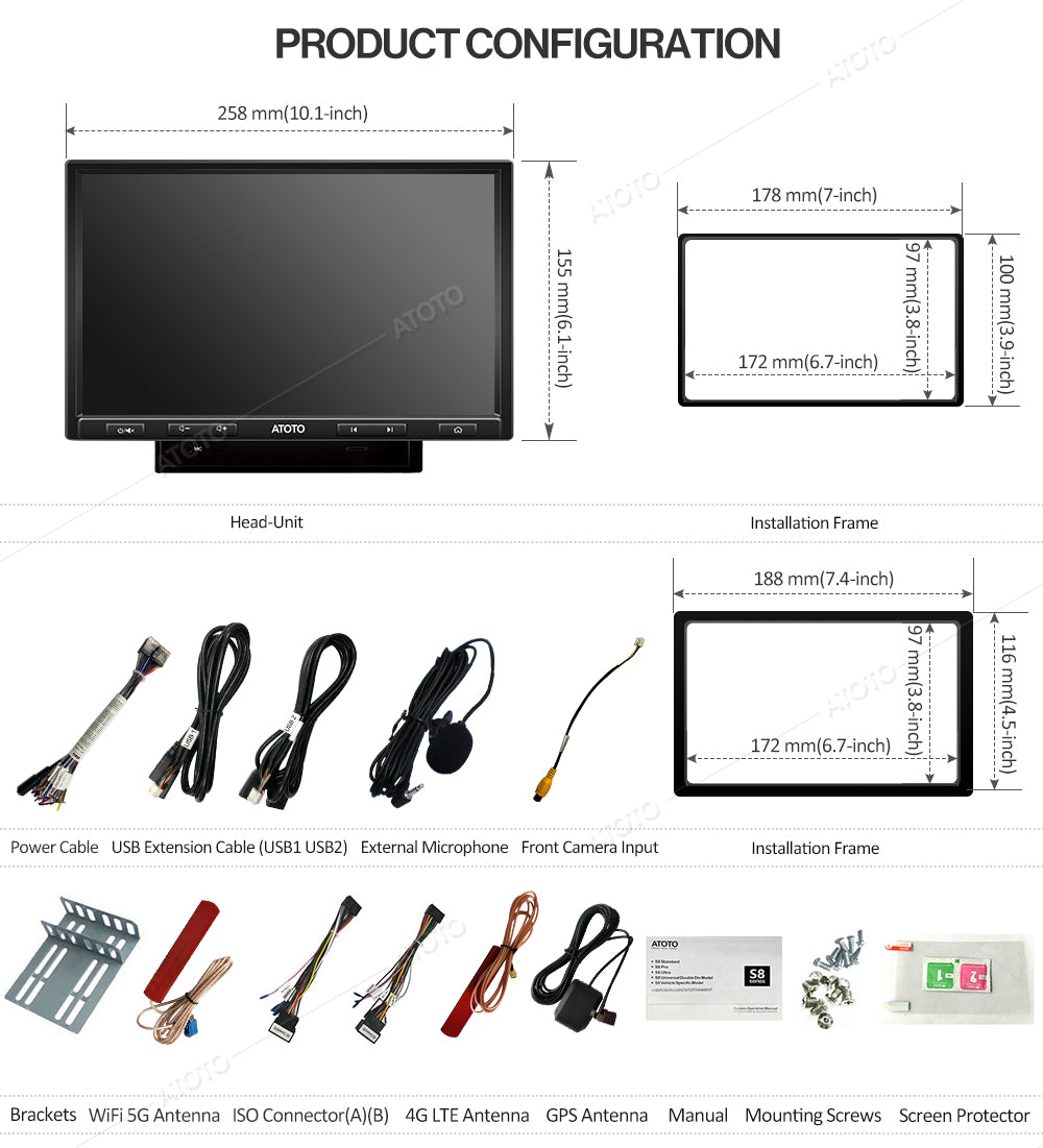 ATOTO Car Stereo S8 Premium 10inch Carplay & Android Auto 3G+32G