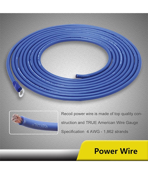 Recoil RCK4 True 4AWG Gauge 2-Channel Complete Amplifier Wiring Kits with OFC RCA Cable