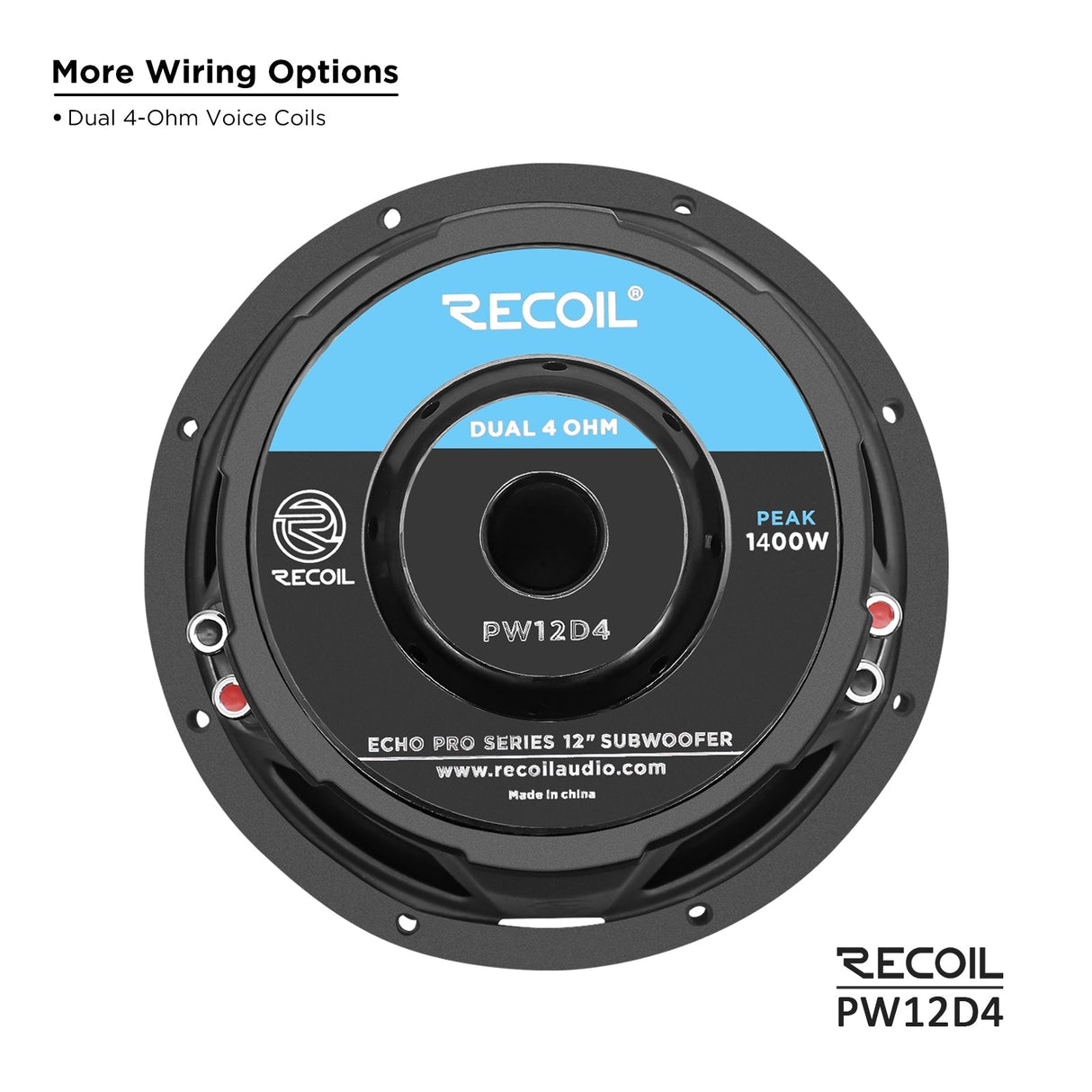 Recoil Echo Pro 12" Car Subwoofer 1400W Max RMS 700W Dual Coil