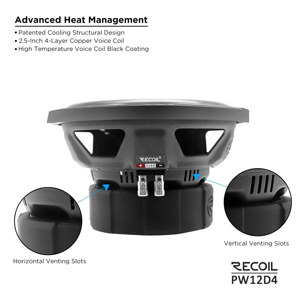 Recoil Echo Pro 12" Car Subwoofer 1400W Max RMS 700W Dual Coil