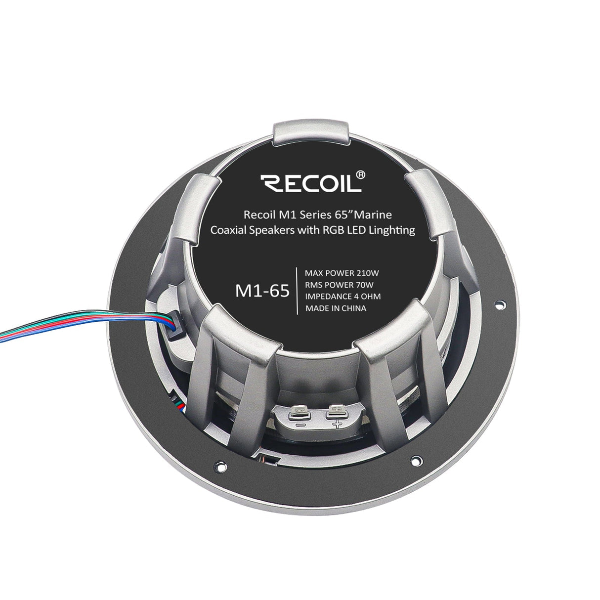 Recoil M1-65K 6.5 Inch 2-Way Marine Speakers with RGB LED Lighting 240W Max