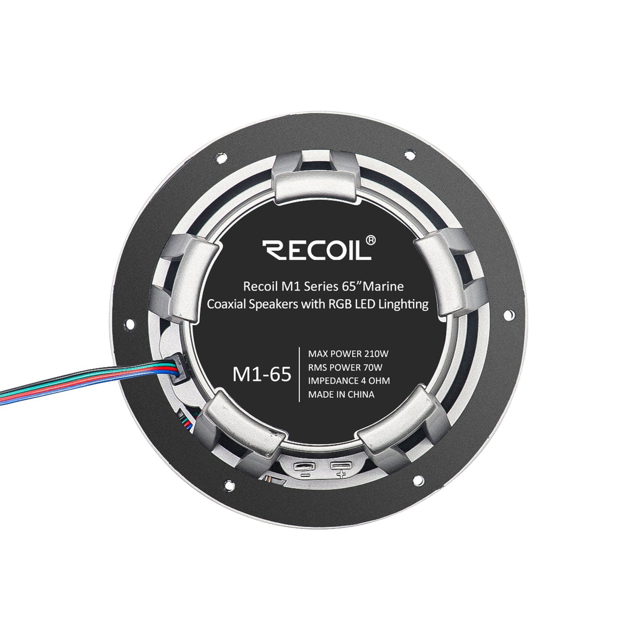 Recoil M1-65K 6.5 Inch 2-Way Marine Speakers with RGB LED Lighting 240W Max