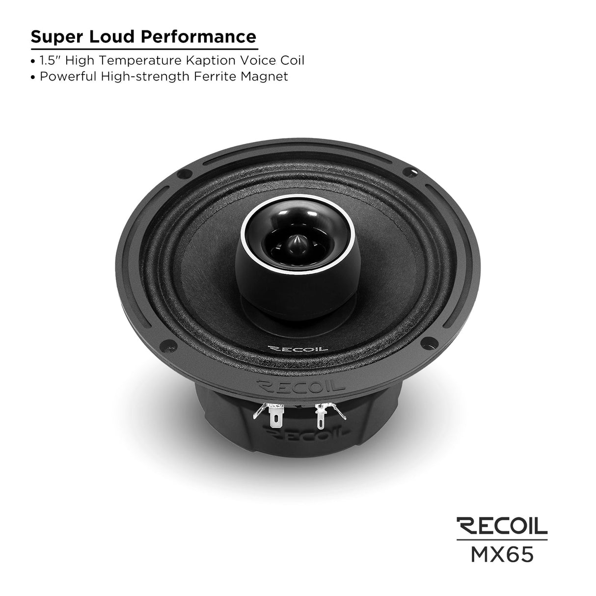 Recoil MX65 Pair 6.5-Inch Midrange Coaxial Speakers with Bullet Tweeters 560W Max 280W RMS