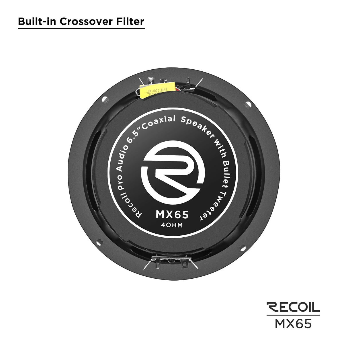 Recoil MX65 Pair 6.5-Inch Midrange Coaxial Speakers with Bullet Tweeters 560W Max 280W RMS