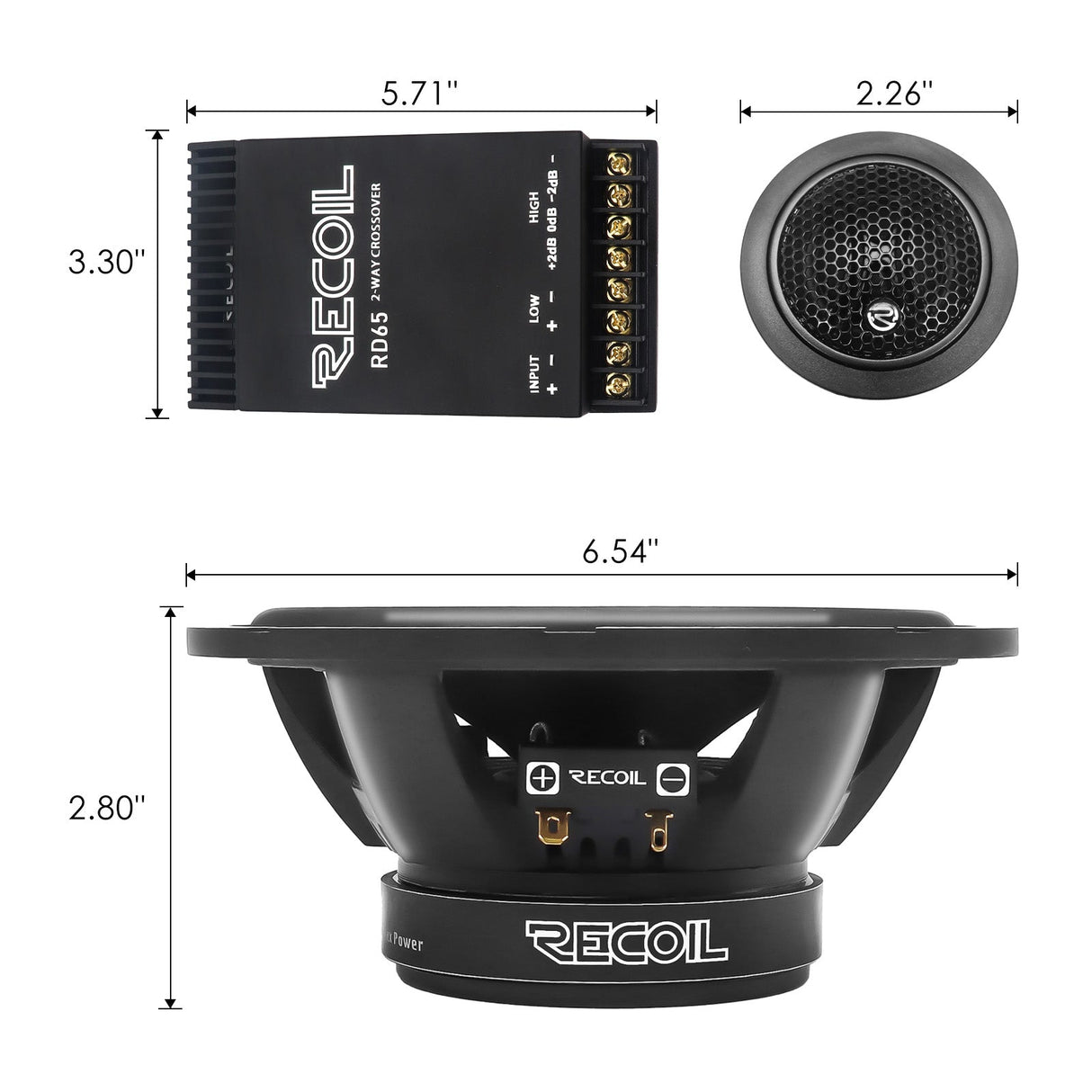 Recoil RD65 Car Audio Component Speaker System Performance Series 6.5-Inch