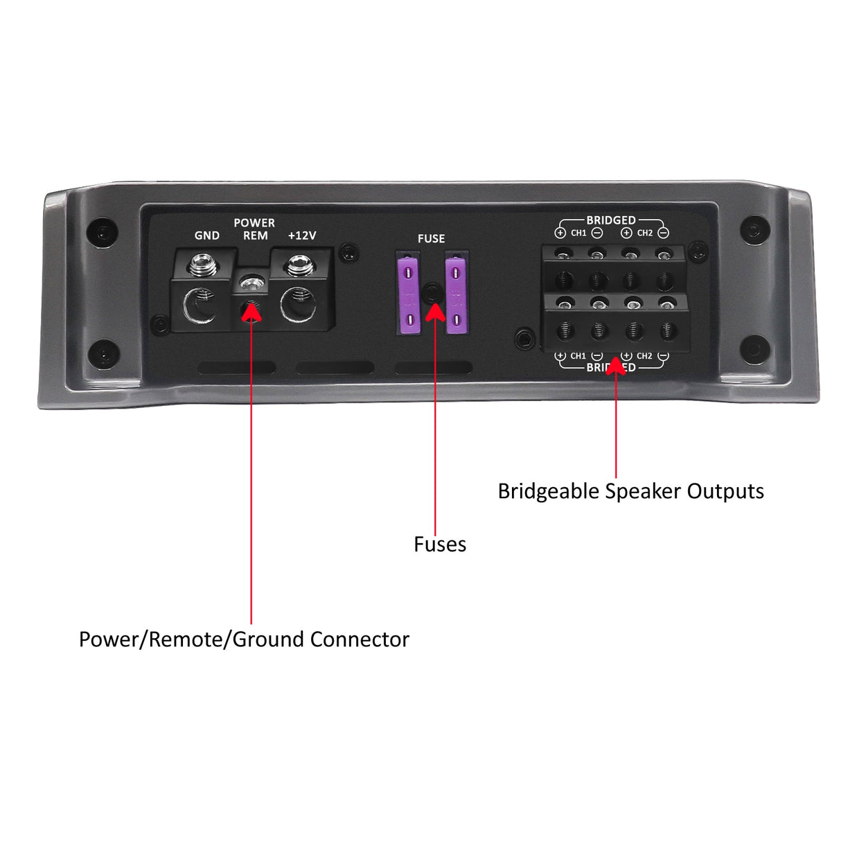 Recoil REA600.4 Car Amplifier 1040W Max Full-Range Class A/B 4-Channel