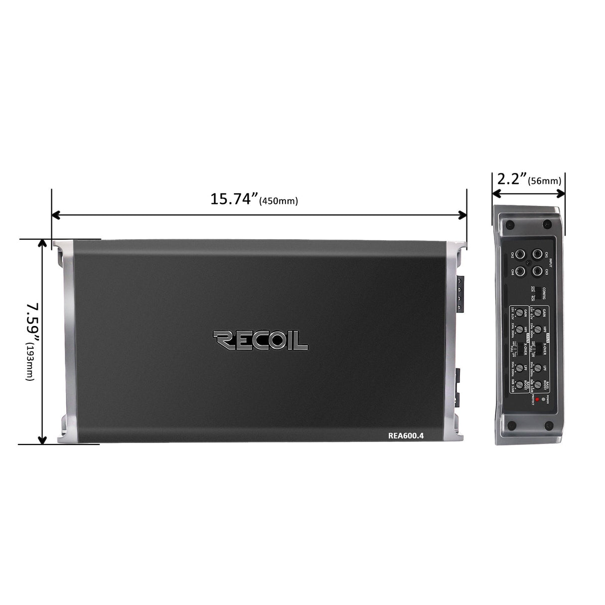 Recoil REA600.4 Car Amplifier 1040W Max Full-Range Class A/B 4-Channel