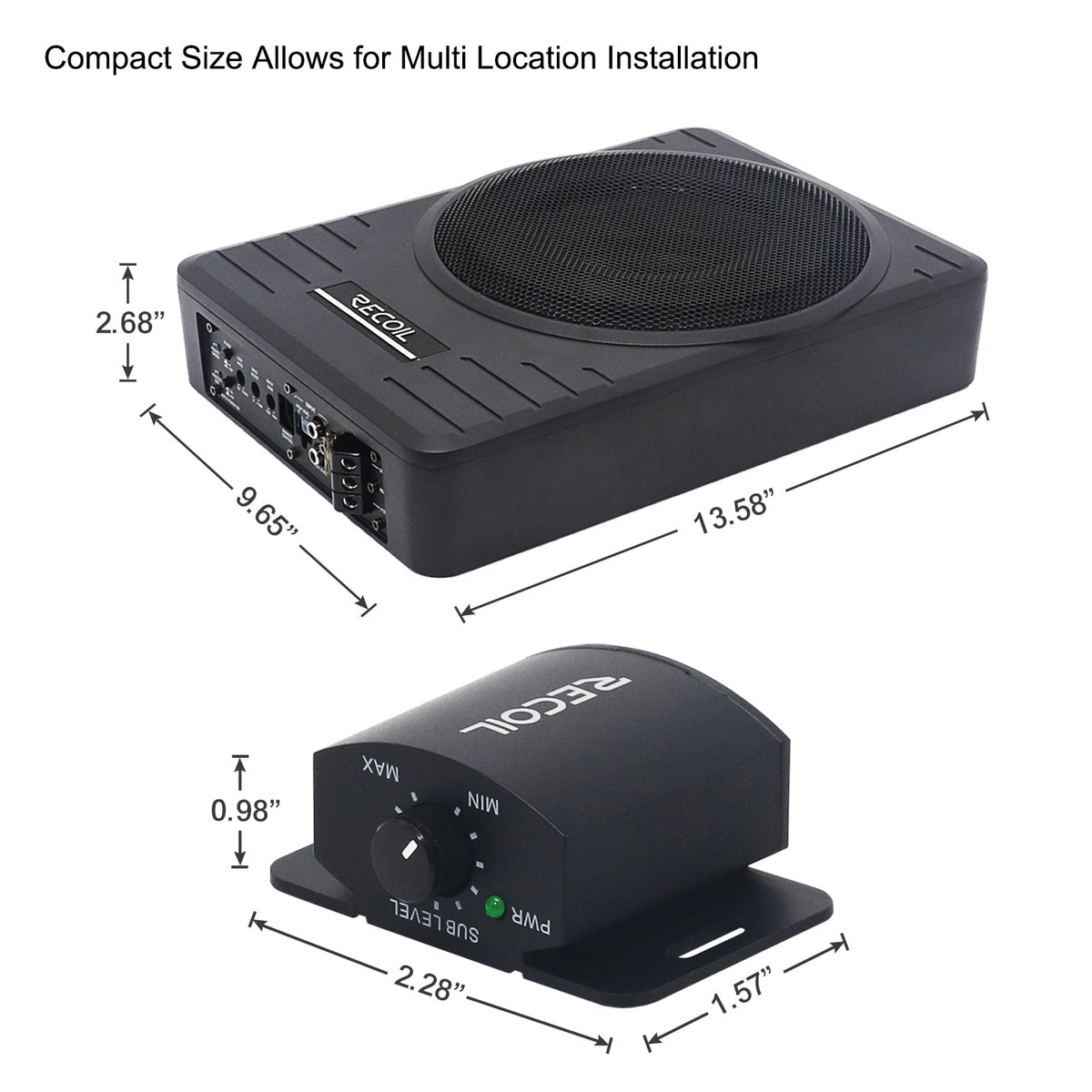 Recoil Under Seat Car Subwoofer 10″ 300W Max