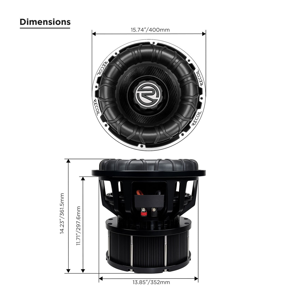 Recoil SPL15D2 15-INCH DUAL 2-OHM SPL SUBWOOFER Peak Power 5000W RMS Power 2500W