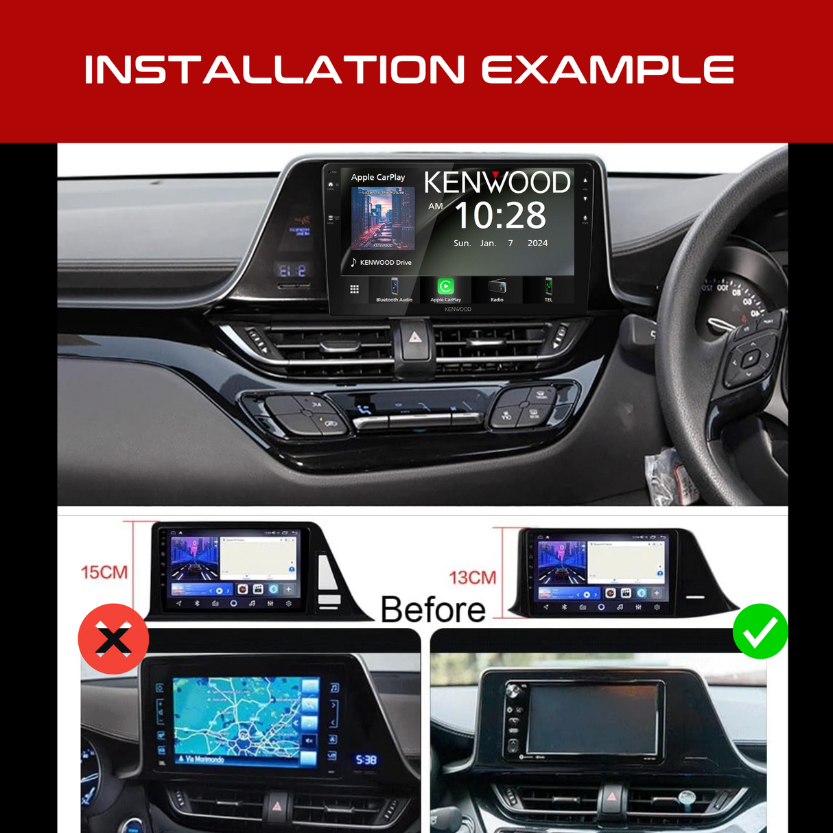 Toyota C-HR 2012-2020 Kenwood DMX80AXS Digital Media Receiver Carplay Android Auto