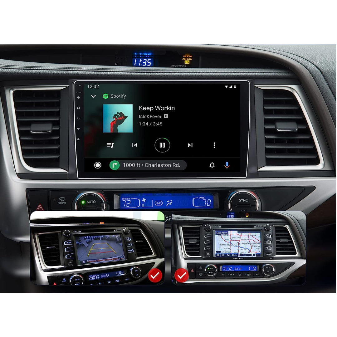 Daiko Car Stereo Wireless Carplay Android Auto For Toyota Highlander 2015-19