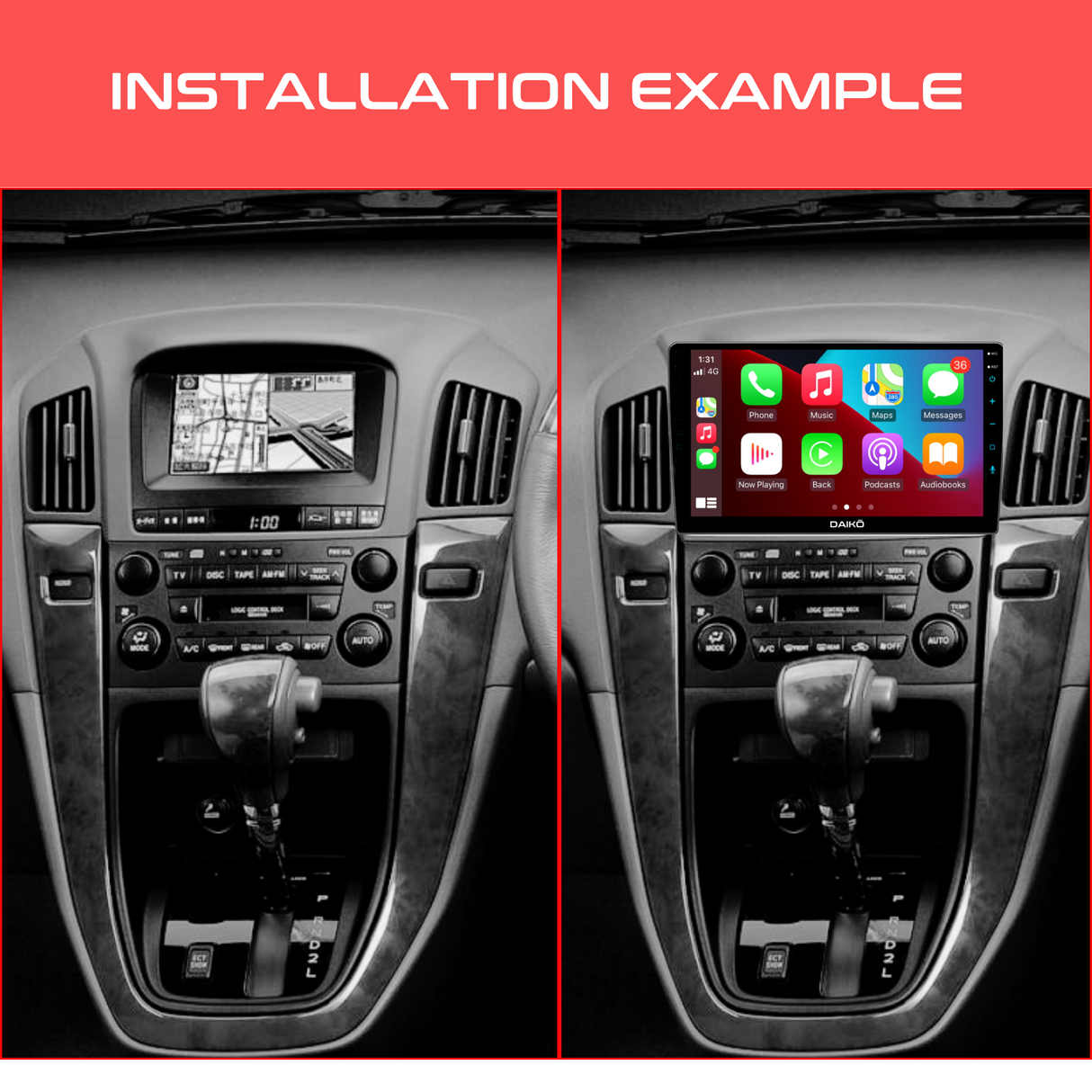Daiko Car Stereo Carplay Android Auto For Lexus/Rx350/Toyota Harrier 1998-2005