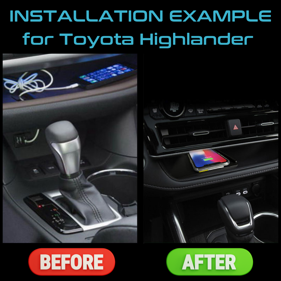 Wireless Charger For Toyota Highlander (3rd Gen) 2015-2020 15W Fast Charging For Mobile Phone