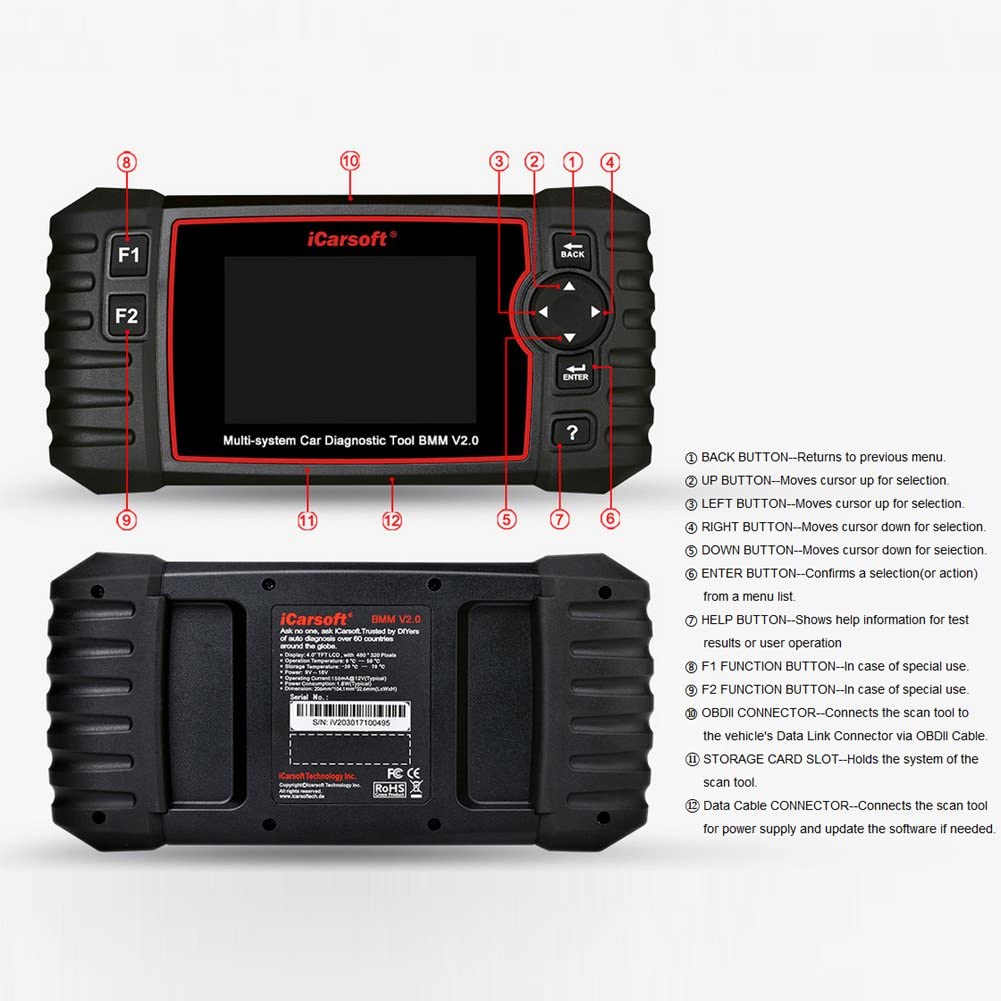 PROFESSIONAL Car Diagnostic scanner iCarsoft BMM V2.0 for BMW / Mini