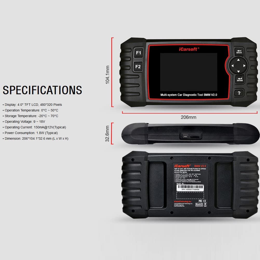 PROFESSIONAL Car Diagnostic scanner iCarsoft BMM V2.0 for BMW / Mini