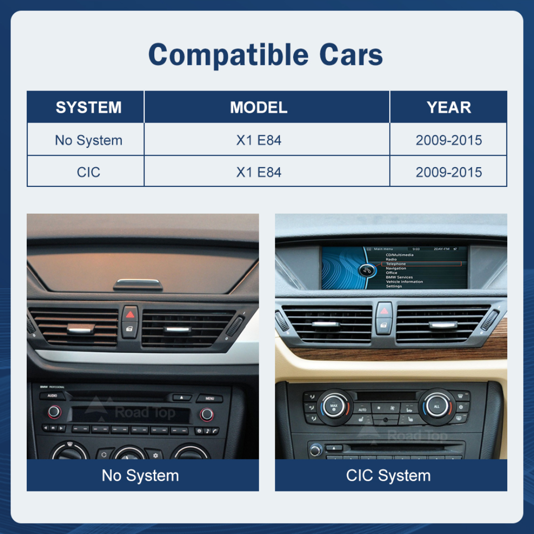 BMW X1 With No System Linux 10.25" Wireless CarPlay & Android Auto Replacement Screen