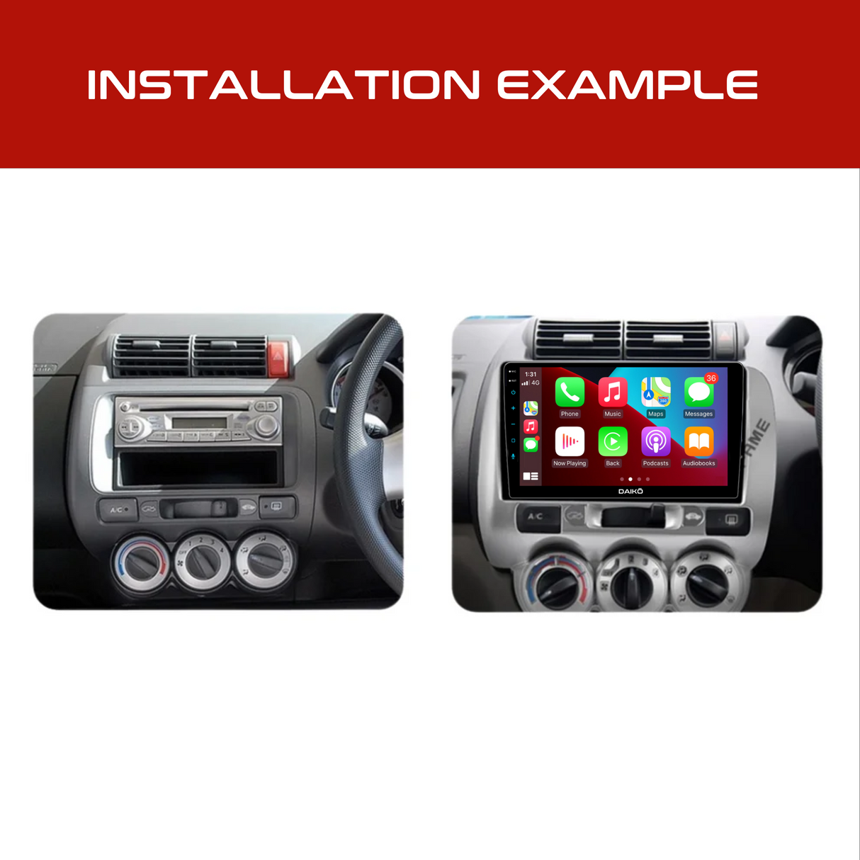 Daiko Multimedia Unit Wireless Carplay Android Auto For Honda Fit Jazz 2001-2008