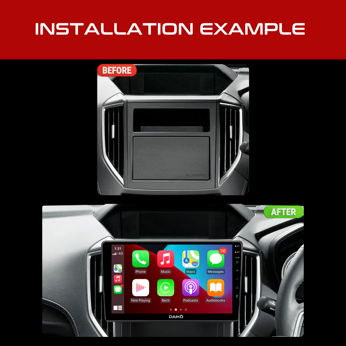 Daiko Multimedia Unit Wireless Carplay Android Auto For 2017-2020 Subaru Impreza XV Forester