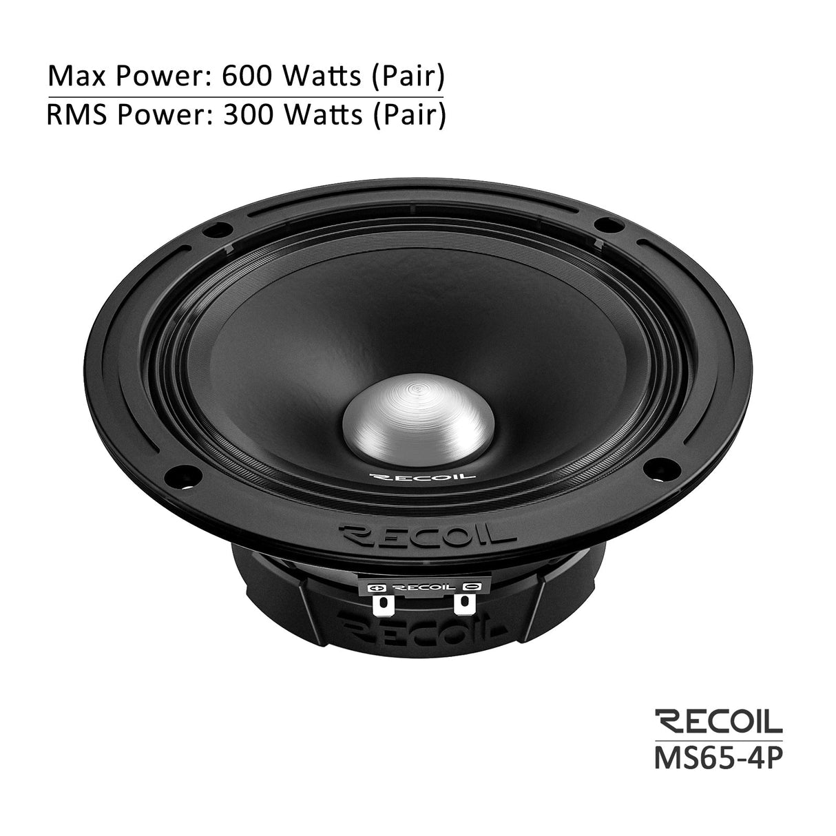 Recoil MS65-4P 6.5-Inch Midrange Pro Audio Car Speakers 600W Max 300 Watts RMS
