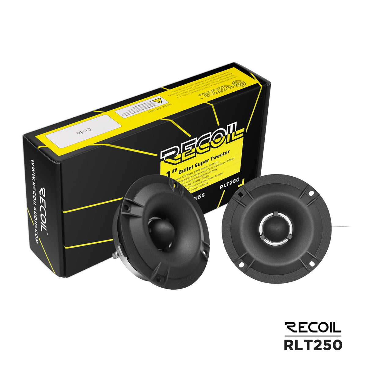 Recoil RLT250 1-Inch Slim High Compression Bullet Super Tweeters 120W Peak