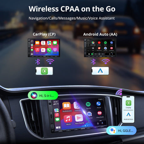 ATOTO 7inch Android Double DIN Car Stereo Wireless CarPlay & Android Auto Wi-Fi/BT/USB Tethering Built-in DSP Bluetooth Android Radio 2G+32G Phonelink FM/AM/TF A5LG2A7T