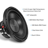 Recoil RS10 10" Bass Package – Loaded Sub Box + RL680.1 Mono Amp + 8 Gauge Wiring Kit + QR8 Quick Connector
