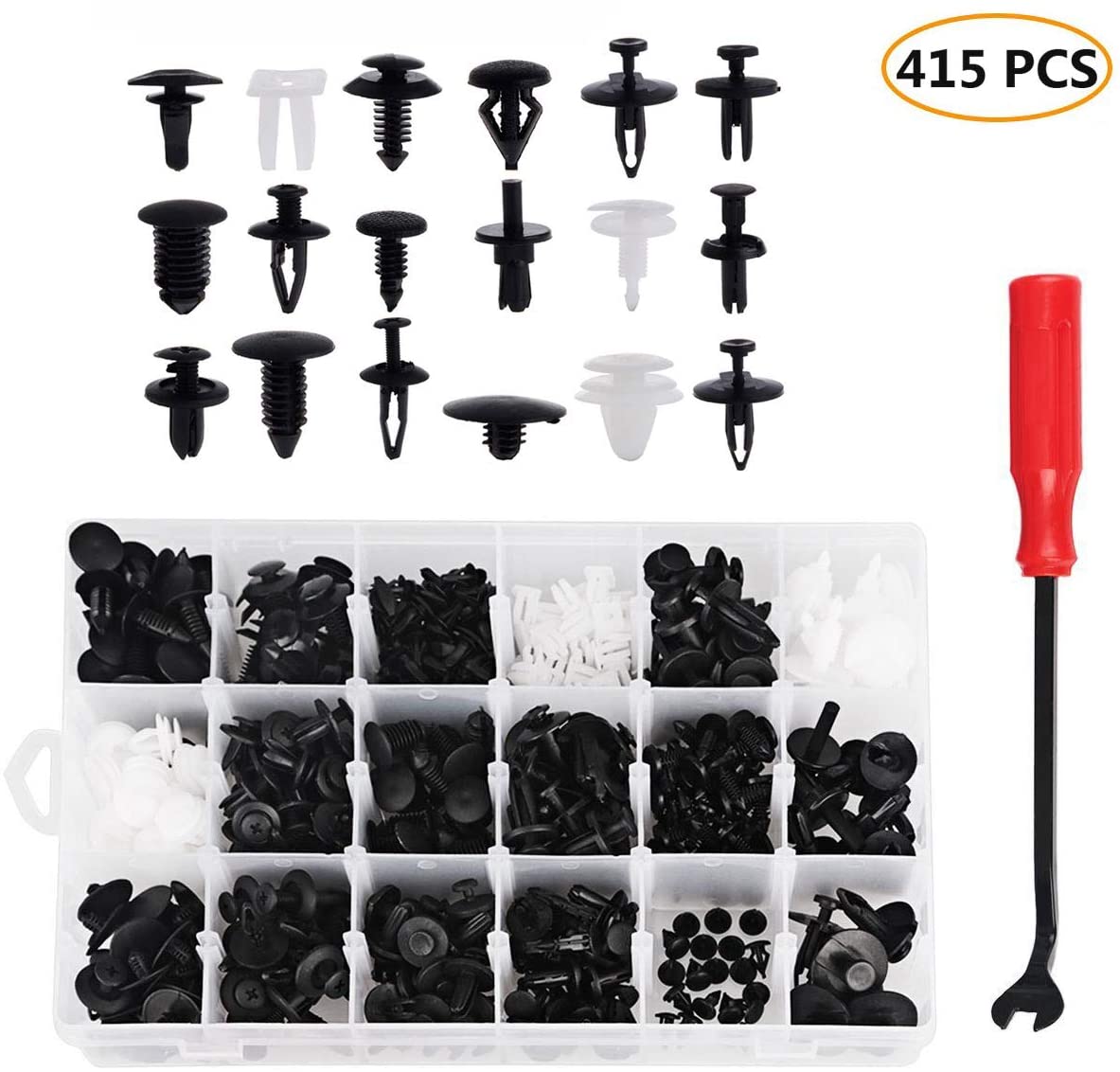 415 PCS Car Retainer Clips & Plastic Fasteners Kit-18 Most Popular Sizes